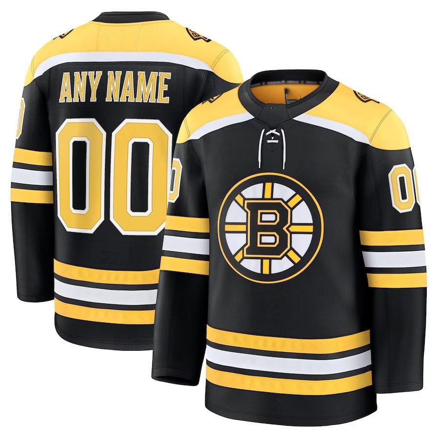 CustomB.BruinsFanaticsHomePremiumJersey-Black Custom B.Bruins Fanatics Home Premium Jersey - Black Stitched American Hockey Jerseys - Image 1