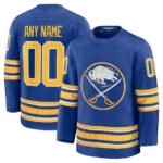 Custom B.Sabres Fanatics Home Premium Jersey - Royal Stitched American Hockey Jerseys