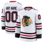 Custom C.Blackhawks Fanatics Away Premium Jersey - White Stitched American Hockey Jerseys
