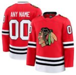 Custom C.Blackhawks Fanatics Home Premium Jersey - Red Stitched American Hockey Jerseys