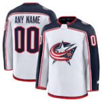 Custom C.Blue Jackets Fanatics Away Premium Jersey - White Stitched American Hockey Jerseys