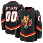 Custom C.Flames Fanatics Alternate Premium Jersey - Black Stitched American Hockey Jerseys