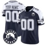 Custom D.Cowboys Active Player White Navy Alternate 2025 F.U.S.E Dallas City Patch Vapor Untouchable Limited Football Stitched Game Jersey