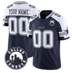 Custom D.Cowboys Active Player White Navy Alternate 2025 F.U.S.E Dallas City Patch Vapor Untouchable Limited Football Stitched Game Jersey