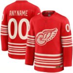 Custom D.Red Wings Active Player Red 2025 Centennial Premium Stitched American Hockey Jerseys