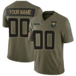 Custom J.Jaguars Active Player Olive 2025 F.U.S.E. Salute to Service Limited Stitched Football Jersey