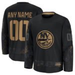 Custom NY.Islanders Fanatics 2024 Military Appreciation Practice Jersey - Black Stitched American Hockey Jerseys