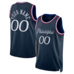 Custom P.76ers Active Player Navy 2025-26 City Edition Swingman Stitched Basketball Jersey
