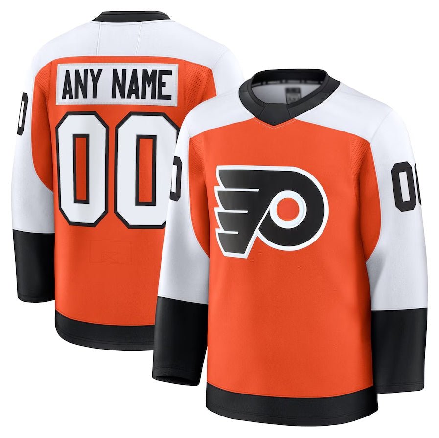 CustomP.FlyersFanaticsHomePremiumJersey-Orange Custom P.Flyers Fanatics Home Premium Jersey - Orange Stitched American Hockey Jerseys - Image 1