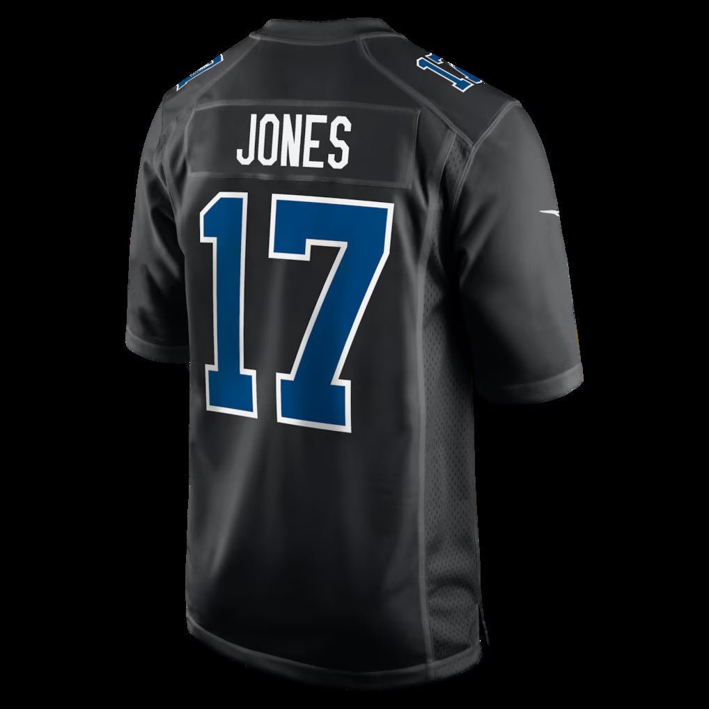 IN.Colts_17DanielJonesCarbonBlackFashionGameJersey IN.Colts #17 Daniel Jones Carbon Black Fashion Game Stitched American Football Jerseys - Image 1