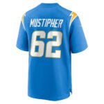 LA.Chargers #62 Sam Mustipher Powder Blue Team Game Stitched American Football Jerseys