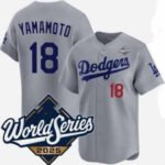 Los Angeles Dodgers #18 Yoshinobu Yamamoto Gray 2025 World Series Limited Stitched Baseball Jersey