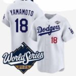Los Angeles Dodgers #18 Yoshinobu Yamamoto White 2025 World Series Home Limited Stitched Baseball Jersey