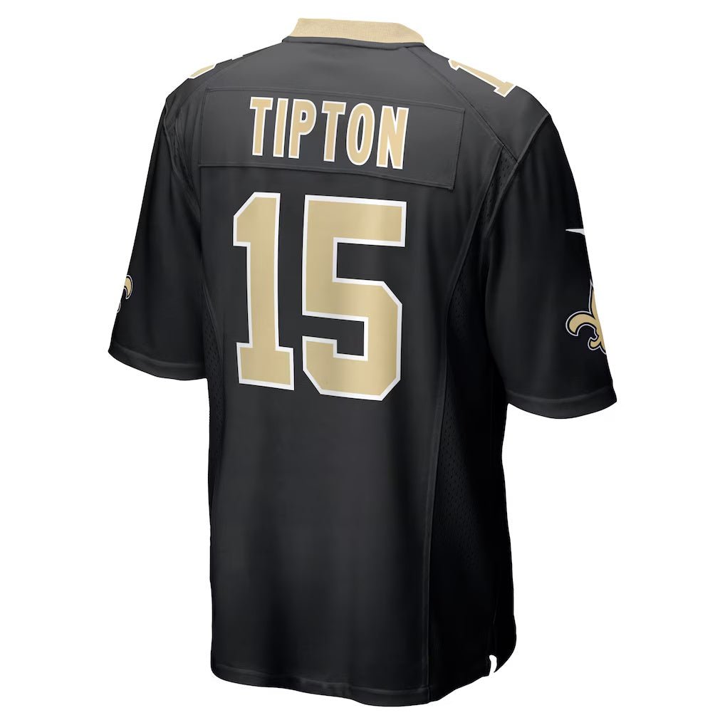 NO.Saints_15MasonTiptonBlackTeamGameJersey NO.Saints #15 Mason Tipton Black Team Game Stitched American Football Jersey - Image 1