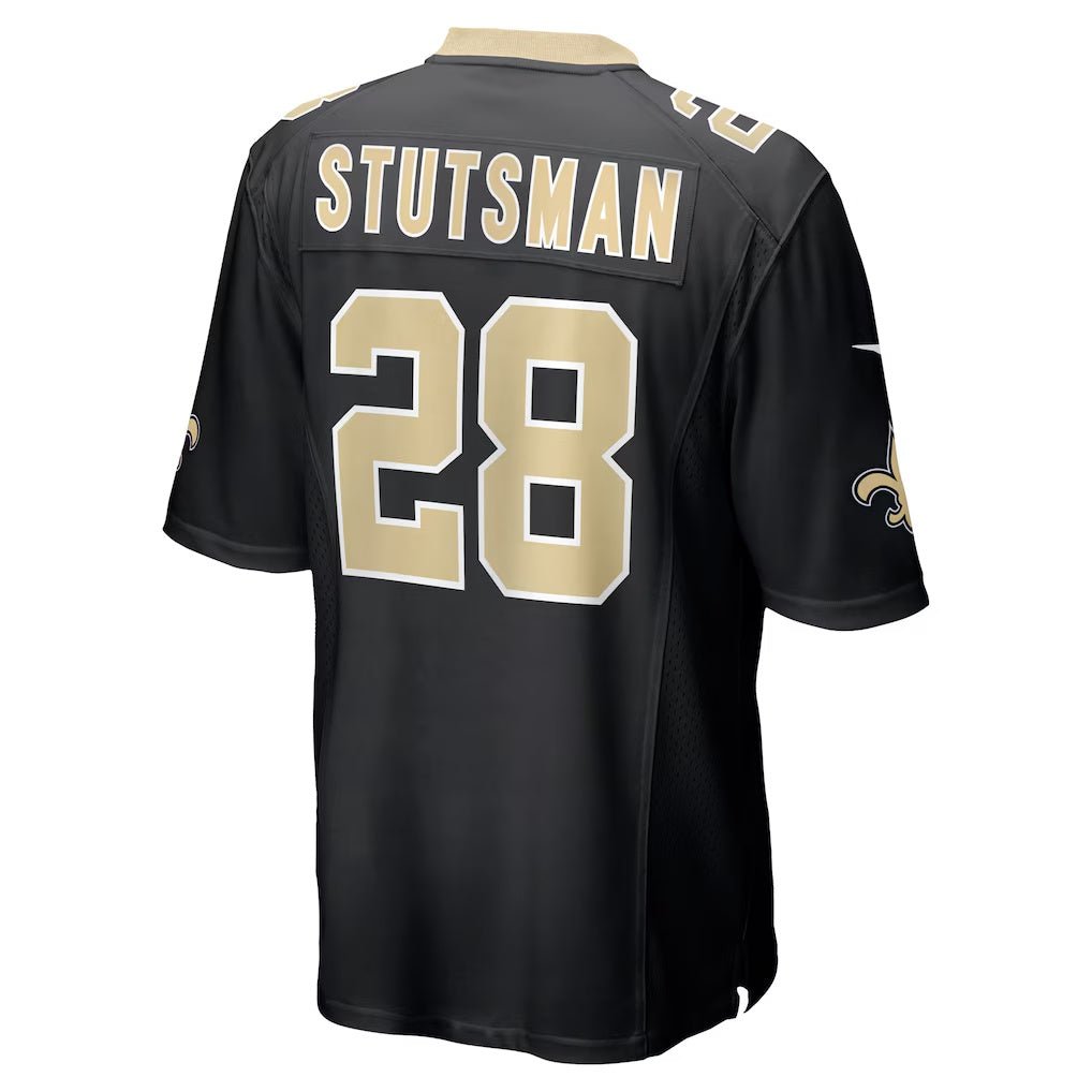 NO.Saints_28DannyStutsmanBlackTeamGameJersey NO.Saints #28 Danny Stutsman Black Team Game Stitched American Football Jersey - Image 1