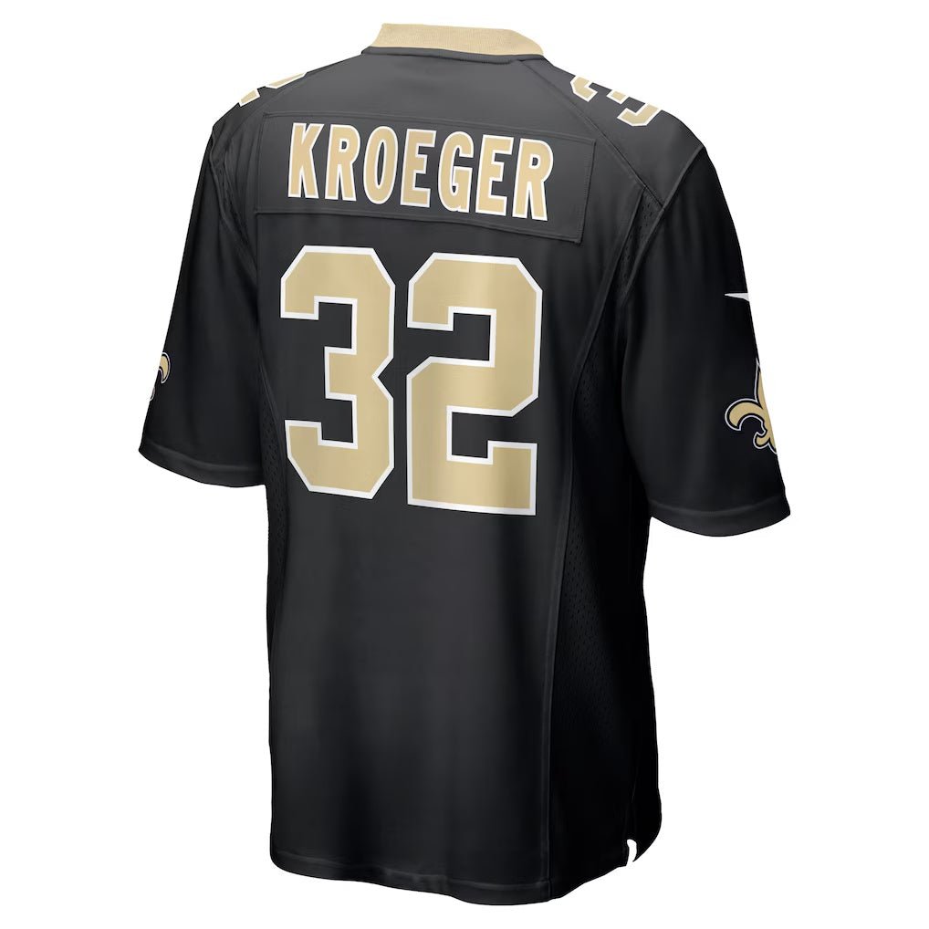 NO.Saints_32KaiKroegerBlackTeamGameJersey NO.Saints #32 Kai Kroeger Black Team Game Stitched American Football Jersey - Image 1
