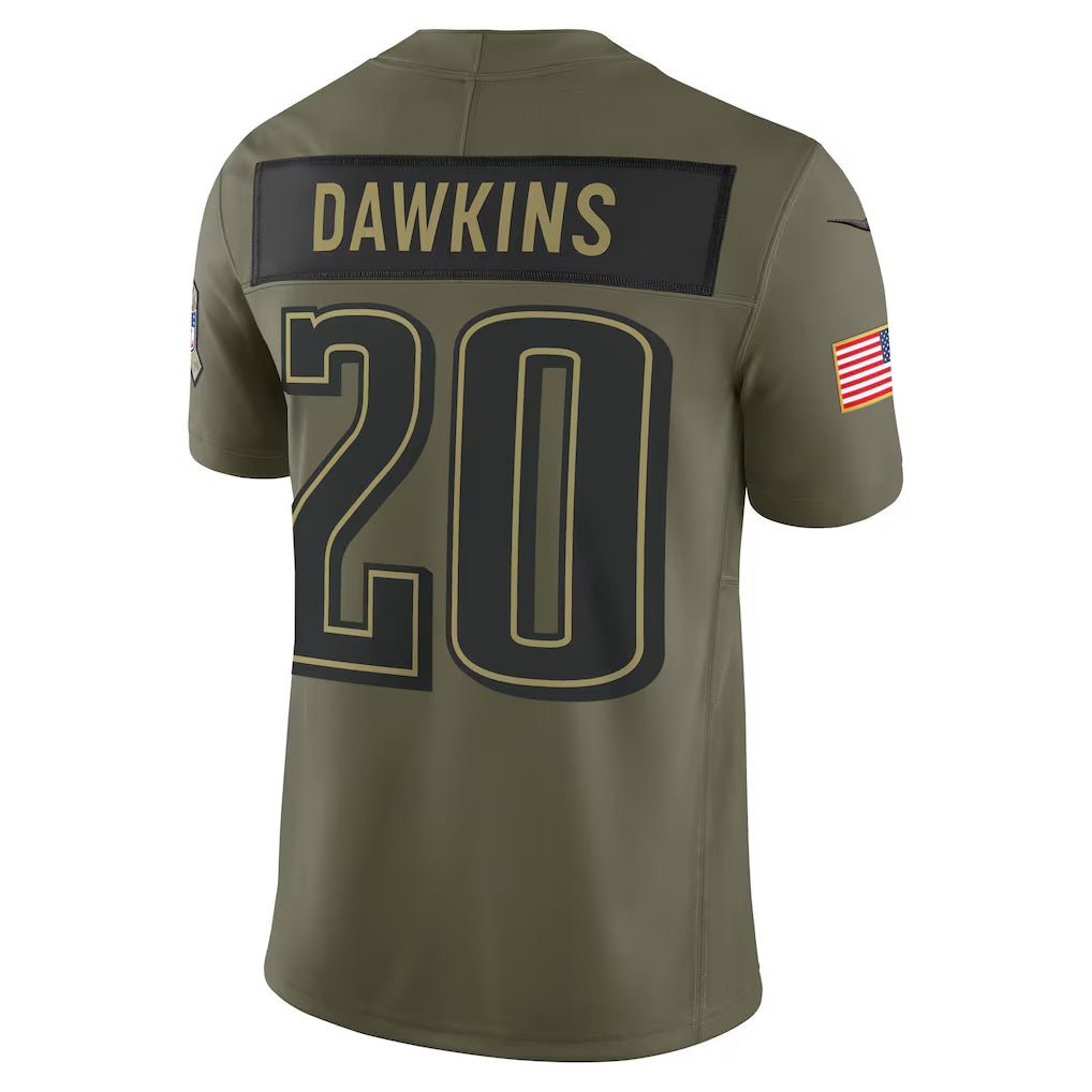 P.Eagles_20_Brian_Dawkins_Olive_2025_Salute_to_Service_Retired_Limited_Jersey P.Eagles #20 Brian Dawkins Olive 2025 Salute to Service Retired Limited Stitched American Football Jerseys - Image 1