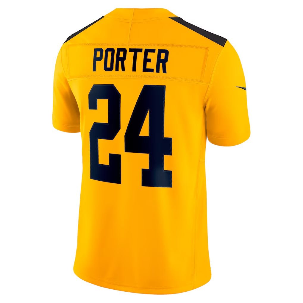 P.Steelers_24JoeyPorterJr.GoldAlternate1933ThrowbackVaporF.U.S.E.LimitedJersey P.Steelers #24 Joey Porter Jr. Gold Alternate 1933 Throwback Vapor F.U.S.E. Limited Stitched American Football Jerseys - Image 1