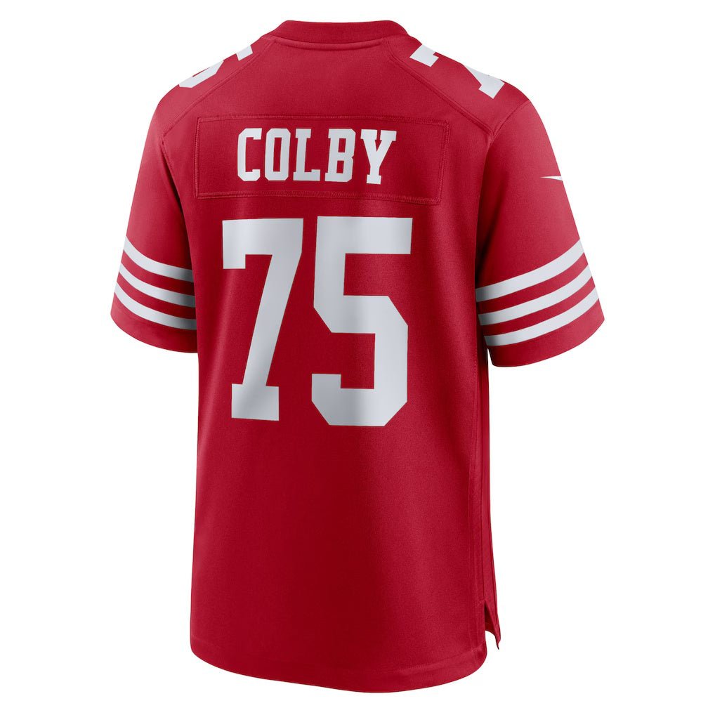 SF.49ers_75ConnorColbyScarletTeamGameJersey SF.49ers #75 Connor Colby Scarlet Team Game Stitched American Football Jerseys - Image 1
