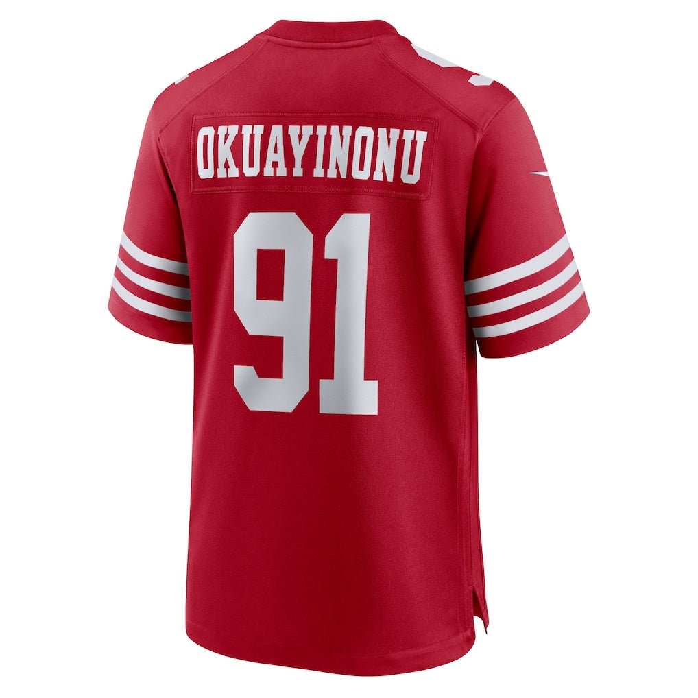 SF.49ers_91SamOkuayinonuScarletTeamGameJersey SF.49ers #91 Sam Okuayinonu Scarlet Team Game Stitched American Football Jerseys - Image 1