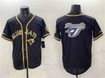 Toronto Blue Jays Team Big Logo Black Gold Cool Base Stitched Baseball Jersey