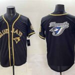 Toronto Blue Jays Team Big Logo Black Gold Cool Base Stitched Baseball Jersey