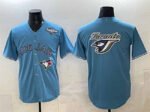 Toronto Blue Jays Team Big Logo Blue 2025 World Series Home Cool Base Stitched Baseball Jersey
