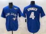 Toronto Blue Jays #4 George Springer Navy 2025 World Series Home Cool Base Stitched Baseball Jersey
