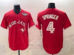 Toronto Blue Jays #4 George Springer Red 2025 World Series Cool Base Stitched Baseball Jersey