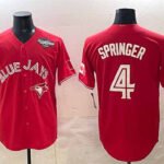 Toronto Blue Jays #4 George Springer Red 2025 World Series Cool Base Stitched Baseball Jersey