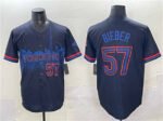 Toronto Blue Jays #57 Shane Bieber Navy 2024 City Connect Limited Stitched Baseball Jersey