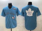 Toronto Blue Jays & Leafs Blue 2025 World Series With White Leafs Logo Cool Base Stitched Baseball Jersey