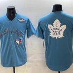 Toronto Blue Jays & Leafs Blue 2025 World Series With White Leafs Logo Cool Base Stitched Baseball Jersey