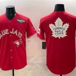 Toronto Blue Jays & Leafs Red 2025 World Series With White Leafs Logo Cool Base Stitched Baseball Jersey