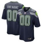 Men's Seattle Seahawks Nike College Navy Super Bowl LX Patch Custom Game Jersey